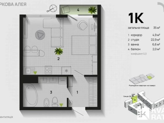 Здана 1 кім квартира біля річки та неподалік центру Івано-Франківськ