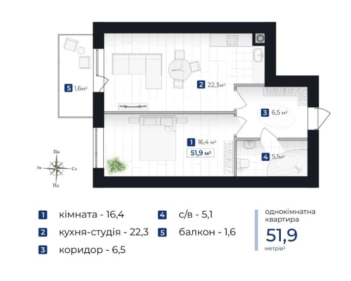 Продаж просторої 1К квартири, ЖК «Містечко Південне» - фото 1