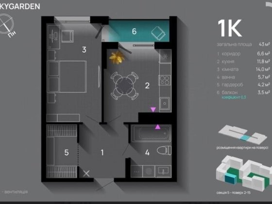 Продаж 1км квартири ЖК Skygarden Івано-Франківськ