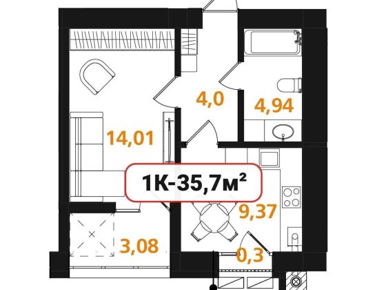 Опришівська Слобода, квартира 35,7м з французьким балконом!!! Ивано-Франковск