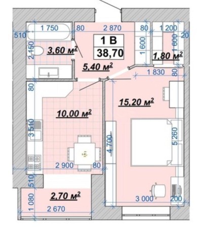 Продаж однокімнатної квартири в новобудові, 3 поверх, 38.7 м.кв - фото 1
