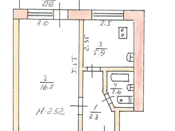 Продам 1 ком. квартиру, 30 м2 на 3 этаже по ул. Тесленко 23 Кривой Рог