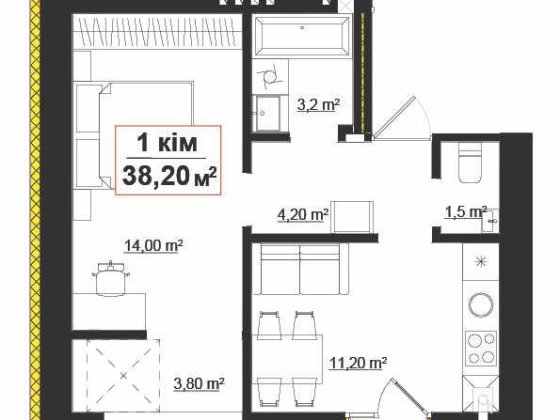 Однокімнатна квартира 38,2м з ФРАНЦУЗЬКИМ балконом Опришівська слобода Ивано-Франковск