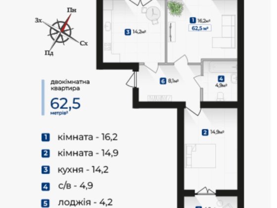 Двокімнатна квартира у цегляному будинку від забудовника Івано-Франківськ