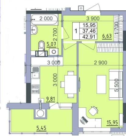 1-но кім. в Новобудові, без коміссій АН 0% - фото 1