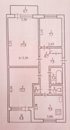 3-х чешка 129 кв-л 2/5 не угл, ОСББ, под ремонт - фото 1