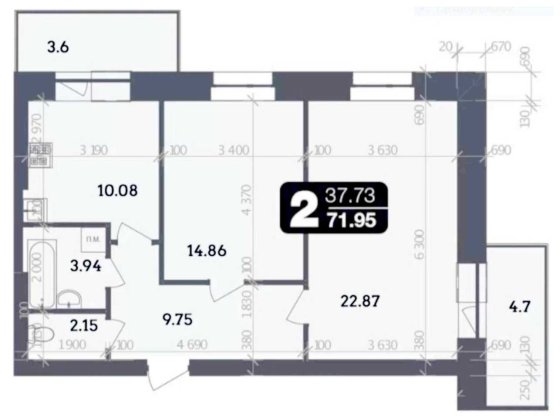 2-кімнатна 71,95 м² → 3-кімнатна | Панорамні вікна| Комора 3 м² Полтава