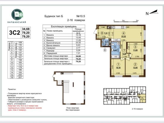 Низька ціна! Продаж 3-к квартири 79м2 ЖК Варшавський 3 Виноградар 10.5 Киев