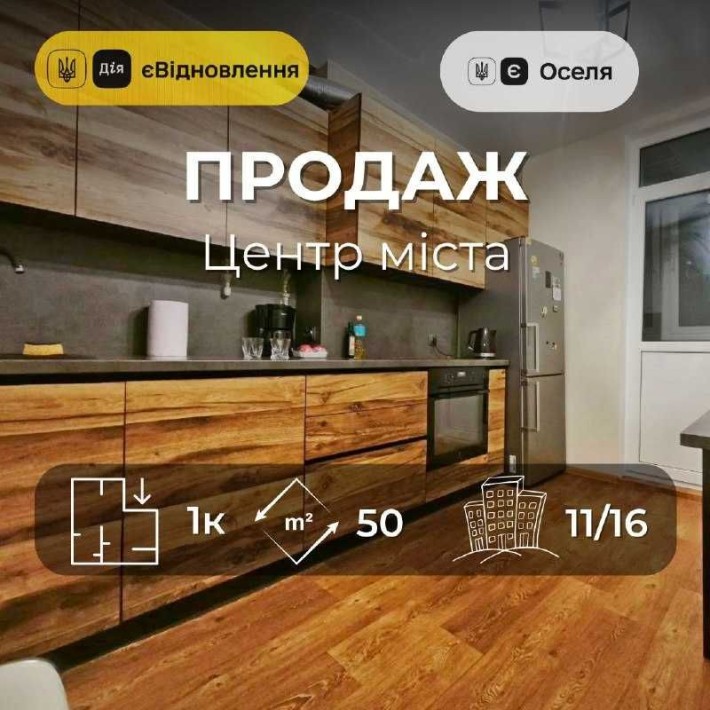 1 кімнатна квартира в центрі міста. Ремонт, автономка. Сертифікат (SP) - фото 1