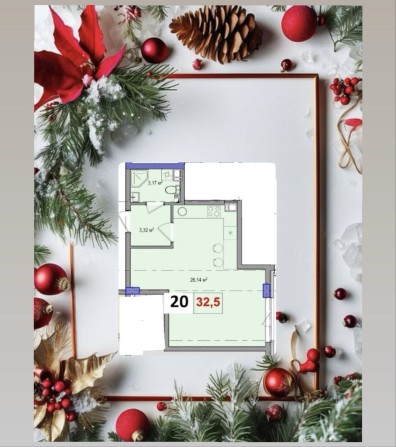 НОВОРІЧНА АКЦІЯ! Продам квартиру Студію  за 18868 ДОЛ.США - фото 1