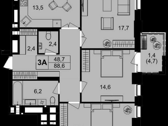 Продаж 3 кімнатної  квартири, Вінниця, ЖК Central Park, будинок 6 Вінниця