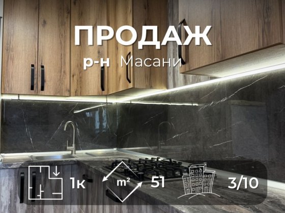 Однокімнатна квартира 51м2 в НОВОБУДОВІ, ремонт+ меблі, р_н Масани VS Чернигов