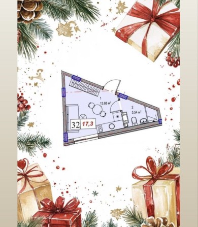 НОВОРІЧНА АКЦІЯ! Продам смарт квартиру 17,3 м2 в Бортничах - фото 1