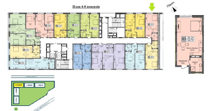 Квартира студія з видом на парк метро 200м - фото 1