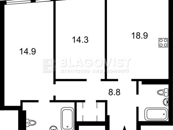 Наддніпрянське шосе, 2а, ЖК Svitlo Park, 2-х кімнатна 70 м2 Київ
