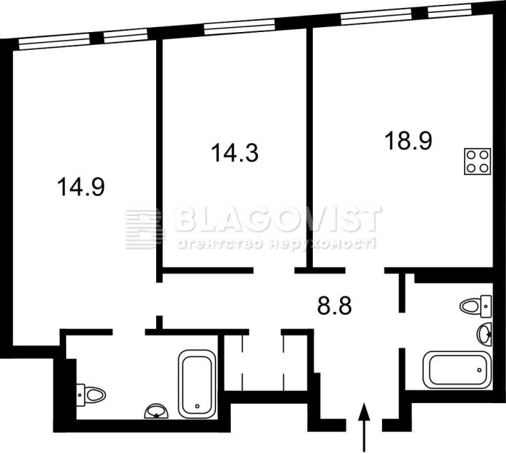 Наддніпрянське шосе, 2а, ЖК Svitlo Park, 2-х кімнатна 70 м2 - фото 1
