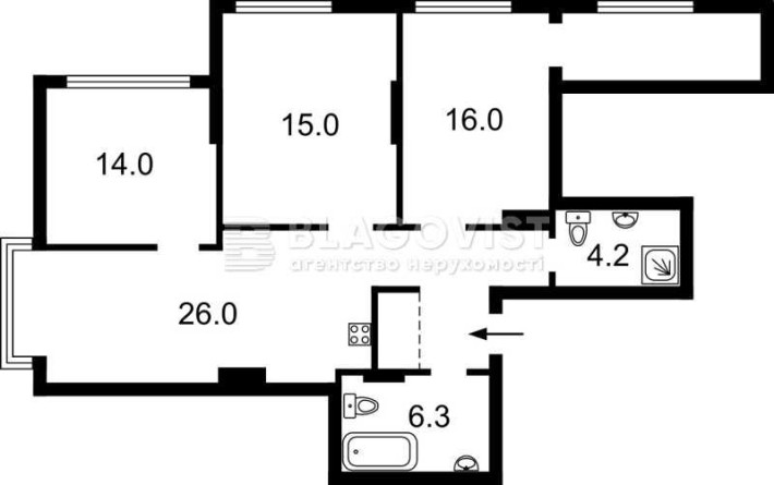 Центр Печерськ 3к квартира 96м. по Лейпцизській 13а - фото 1