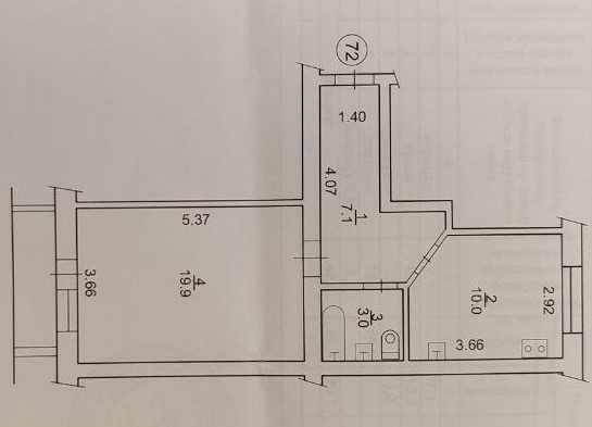 Квартира однокімнатна, 42,6 кв.м. - фото 1