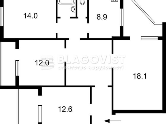 Продаж 4-х кімн. - Пушиної, 9 пов з 16, старий ремонт Киев