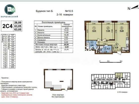 Продаж 2х квартири на ЖК Варшавський3, 63м2 Київ