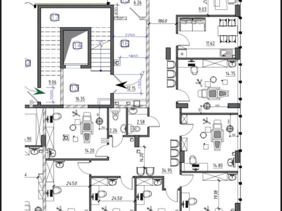 Фасад.Стоматология.9 кабинетов.Н=4,5м . 168 кв.м. Застройщик. Одесса