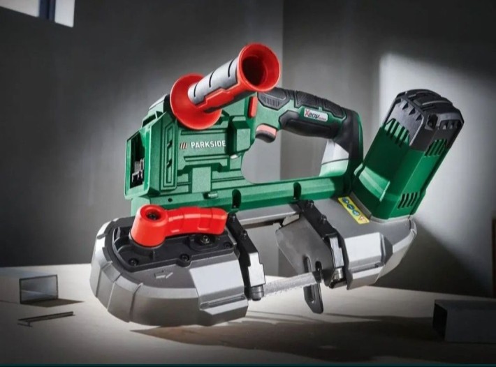 Стрічкова, ленточна акумуляторна пила parkside 20v +2 полотна - фото 1