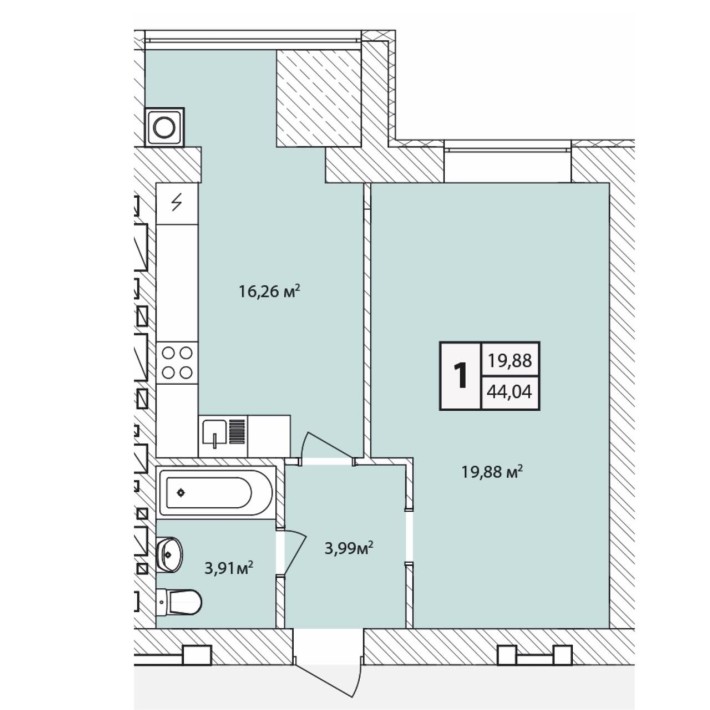 1-кім квартира. Акція до Дня закоханих)) - фото 1