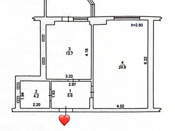 Большая 1 комнат от строителей Черноморск