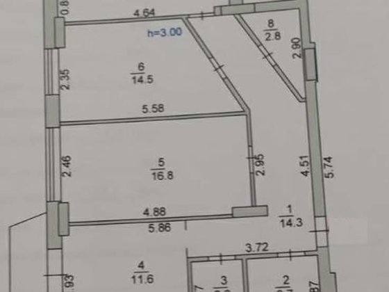 Трикімнатна квартира - 77,7 м ,в моноліті Черноморск