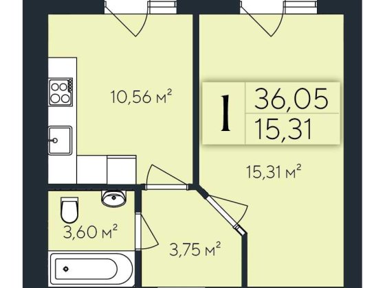 1 кімнатна квартира від забудовника, район Виставка Хмельницкий