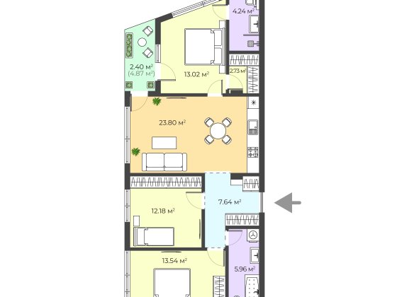 Продаж 3-кімнатної квартири в новобудові у місті Хуст Хуст