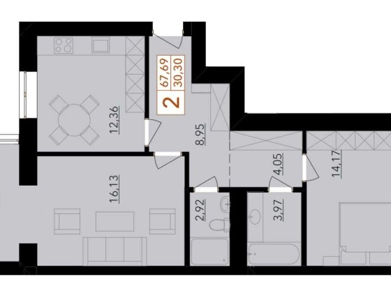2-кімнатна квартира в зданому будинку. ЖК Гармонія Хмельницкий