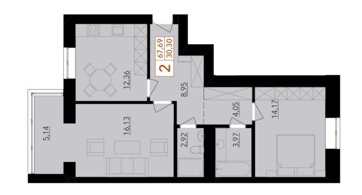 2-кімнатна квартира в зданому будинку. ЖК Гармонія - фото 1