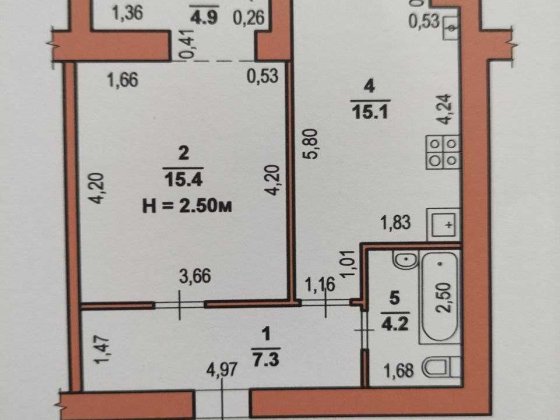 Продаж 1 кімнатної квартири (46.9 м. кв.) ЖК «Перший квартал» Липины