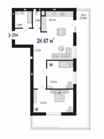 2к квартира з просторим патіо в малоповерховому затишному ЖК - фото 1