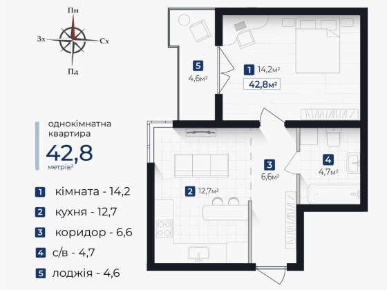 Продається зручна 1к в ЖК Козацький здача 4 квартал 2026р Криховцы