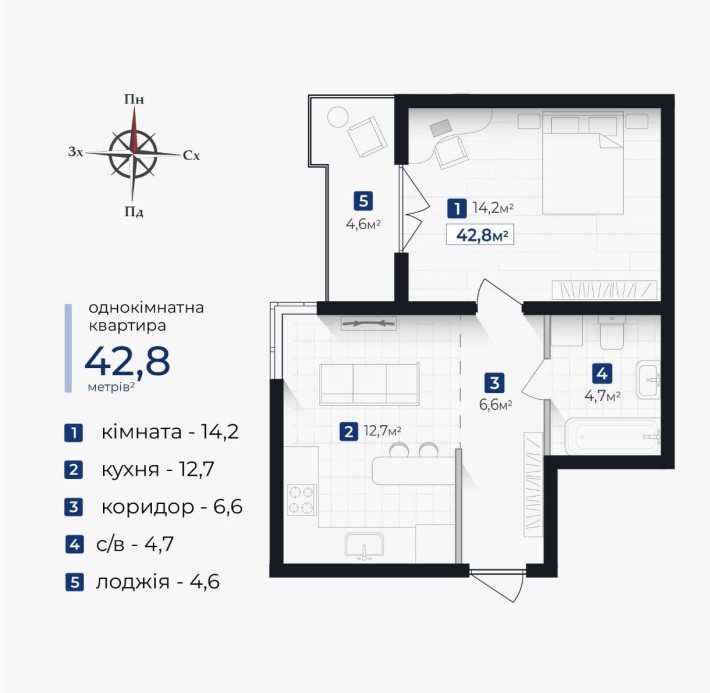Продається зручна 1к в ЖК Козацький здача 4 квартал 2026р - фото 1