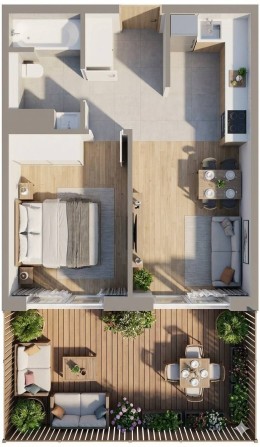 1-кімнатна квартира з двориком Білогородка 1 поверх $20214 - фото 1