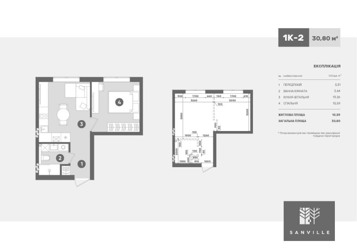 БЕЗ Рієлтора Продаж квартири 30,8м2  без % ЖК Санвиль парк - фото 1