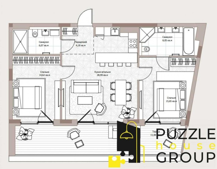 Продаж 2к квартири з терасою в ЖК Park Lake City (2.2 Vita) - фото 1