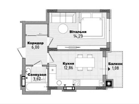 1-кімнатна 38 м² на Трускавецькій, Найнижча ціна Переуступка 57 000 $ Скнилов