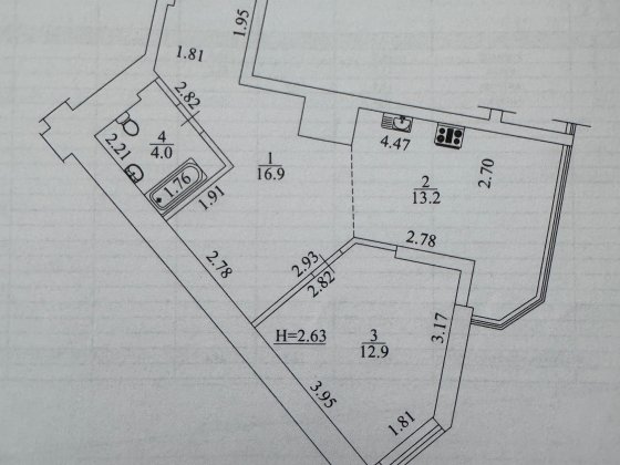 Велика 1-кім. квартира, 47 м2 ЖК Чорновола Вишневое