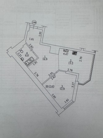 Велика 1-кім. квартира, 47 м2 ЖК Чорновола - фото 1