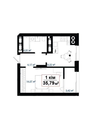 1-кімнатна квартира у сучасному ЖК Івано-Франківська - фото 1