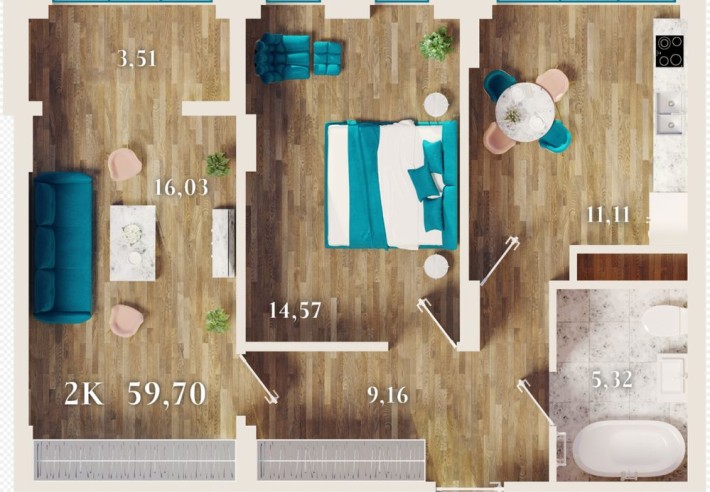 2-кімнатна квартира в ЖК URBN — прямий продаж від забудовника - фото 1