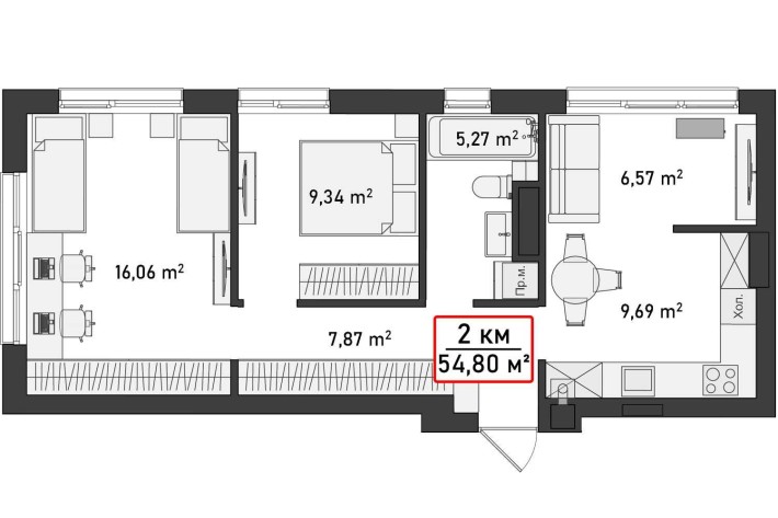 Квартира 54,80 м2 у новому ЖК Акварелі на Пасічній за акційною ціною! - фото 1
