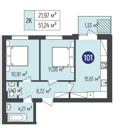 Продам 2к квартиру 51 м2 кухня студія з балконом Бургундія 3 Ірпінь - фото 1