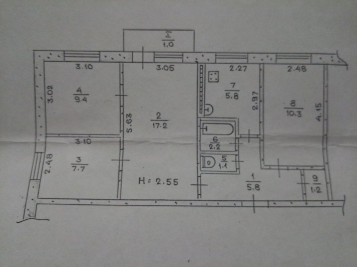 4 х комнатная квартира, 2/5, РУ Ленина (Интернат) после кап. ремонта - фото 1