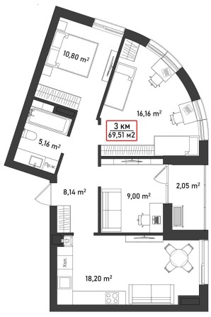 Квартира 69,51 м2 у новому ЖК Акварелі на Пасічній за акційною ціною! - фото 1