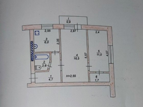 Квартира 43,4 кв.м./ Металургійний Кривой Рог